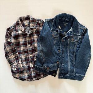 GAP Bundle of 2 long sleeve flannel + jean jacket size 4/5 C018